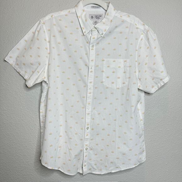 Sunshine Print Original Penguin Mens Short Sleeve Button Up Shirt Sz Large - Picture 1 of 9
